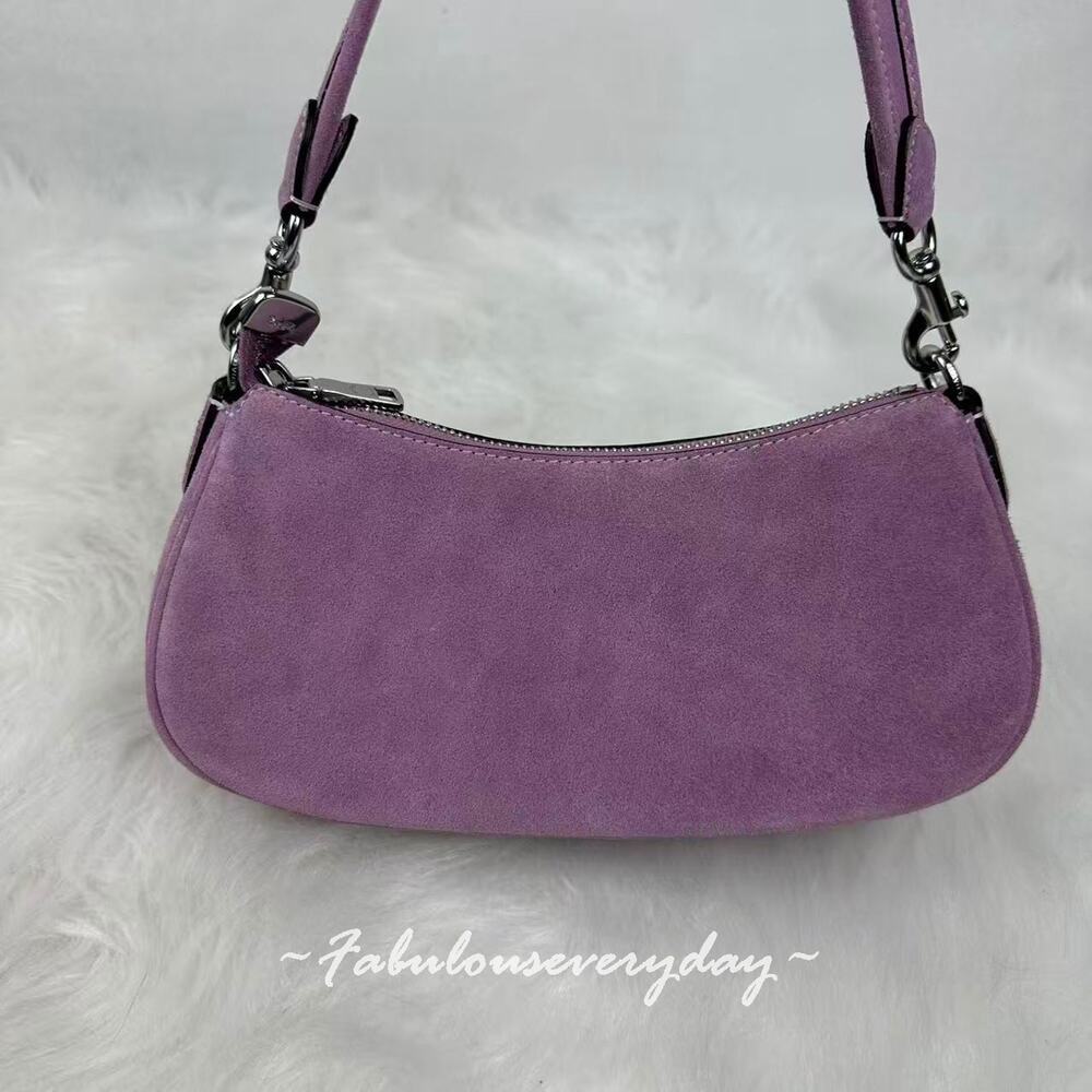 Coach Ashton Shoulder Bag Crossbody In Suede/Silver/Light Violet CDA95 NWT - Picture 3 of 7